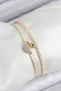 Pirinç Zirkon Taşlı Kuğu Model Gold Renk Kadın Bileklik - TJ-BB7889