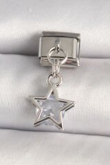 316L Çelik Gümüş Renk Zirkon Taşlı Yıldız Model Nomination Charm - TJ-BC1277