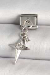 316L Çelik Gümüş Renk Zirkon Taşlı Kutup Yıldız Model Nomination Charm - TJ-BC1280