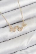 Pirinç Zirkon Taşlı Kelebek Model Gold Renk Kadın Kolye - TJ-BKO10424