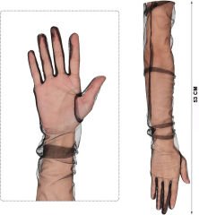 Uzun Boy Likralı Siyah Renk Yetişkin Mega Tül Eldiven 53 cm (4944)