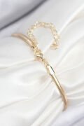Pirinç Zirkon Taşlı Yıldız Model Gold Renk Kadın Bileklik - TJ-BB7899