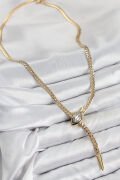 Pirinç Asansörlü Yılan Model Gold Renk Kadın Kolye - TJ-BKO10433