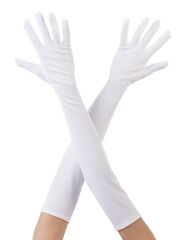 Beyaz Renk Dirseğe Kadar Uzun Kumaş Eldiven 40 cm (4944)