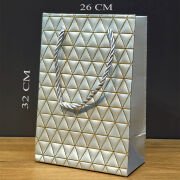 Büyük Boy Gümüş Ve Gold Desenli Karton Çanta
