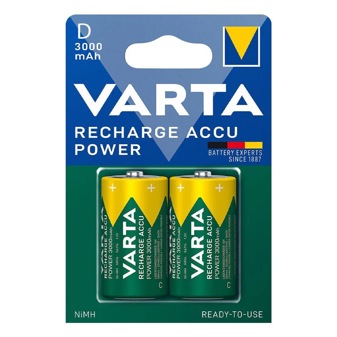 VARTA 1.2 VOLT - 3000 MAH NI-MH BÜYÜK D BOY ŞARJLI PİL 2LI PAKET (4944)