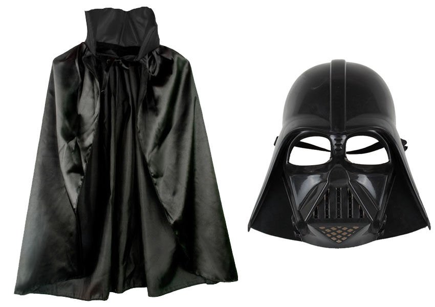 Çocuk Boy Yıldız Savaşları Star Wars Darth Vadet Maskesi ve 90 cm Pelerin Seti Siyah (4944)