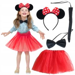 Minnie Mouse Kostüm Seti Etek Taç Kuyruk Papyon Gösteri Seti (4944)