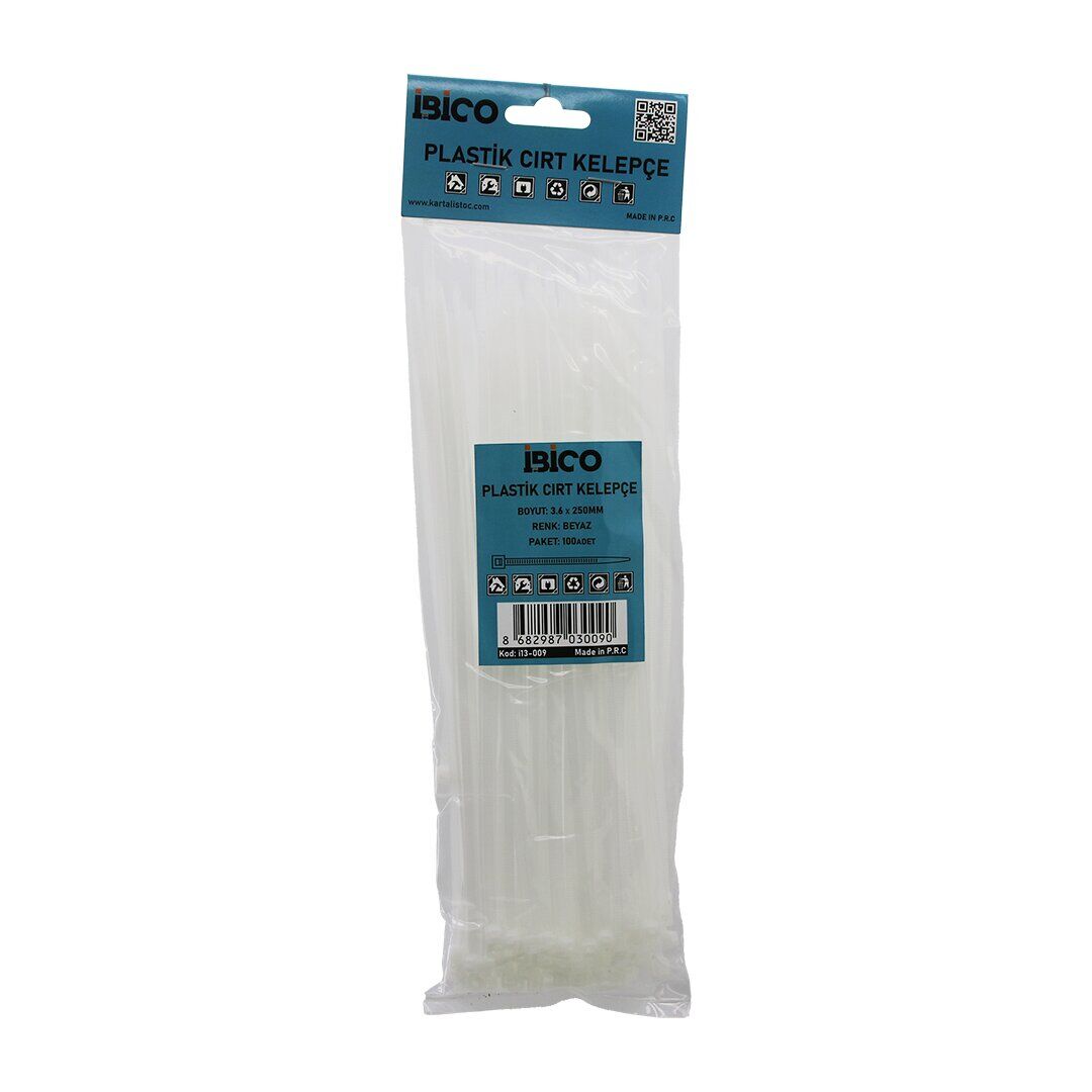 100PCS BEYAZ   3.6X250MM  PLASTİK CIRT KELEPÇE (4944)