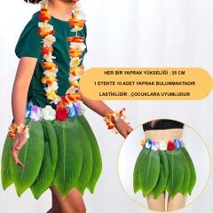 Tropikal Esintili Hawaii Yapraklı Parti Eteği Çocuk Boy (4944)