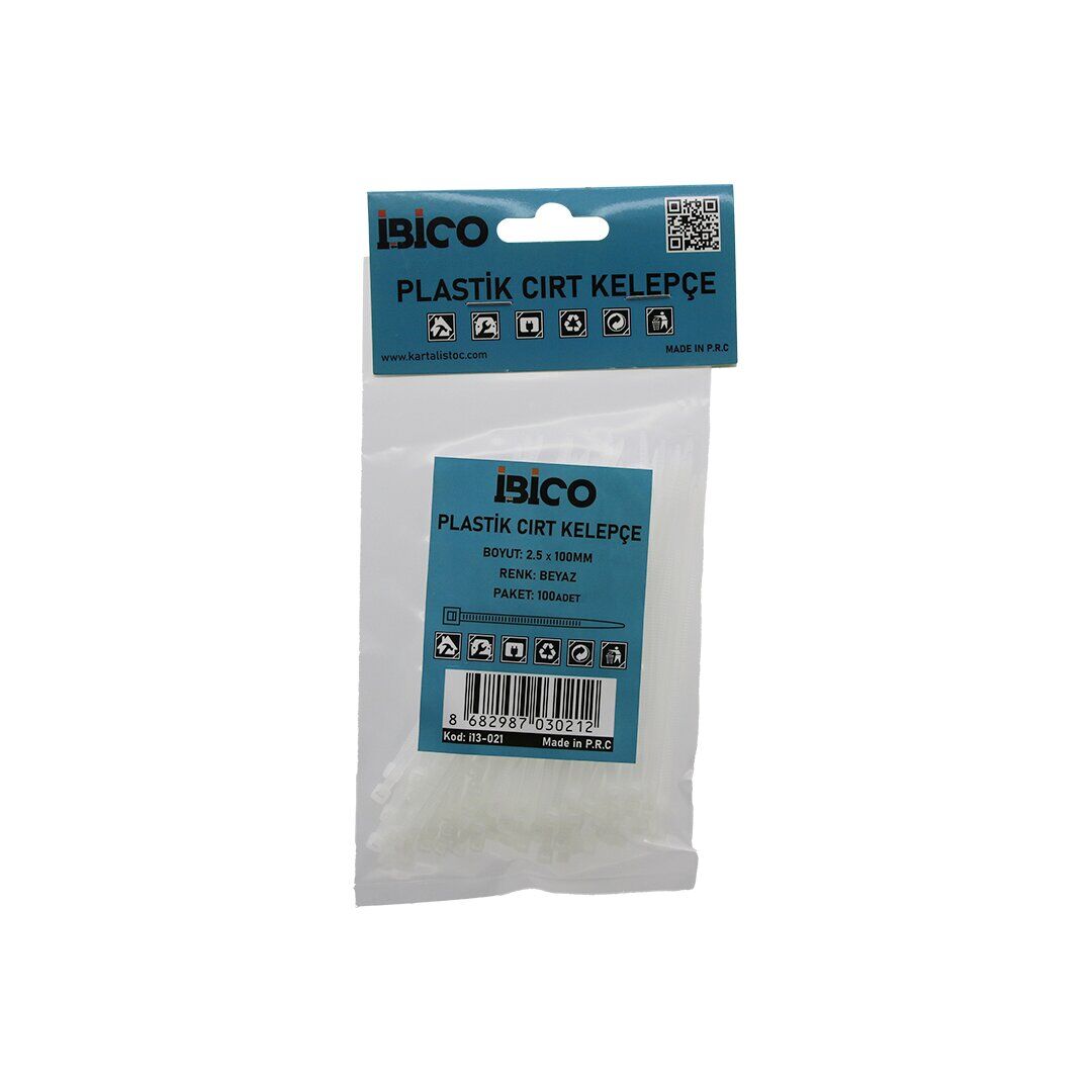 100PCS BEYAZ  2.5X100MM  PLASTİK CIRT KELEPÇE (4944)