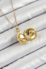 316L Çelik Zincir Açılabilir Sanatsal Vintage Çiçek Model Gold Renk Kadın Kolye - TJ-BKO10259