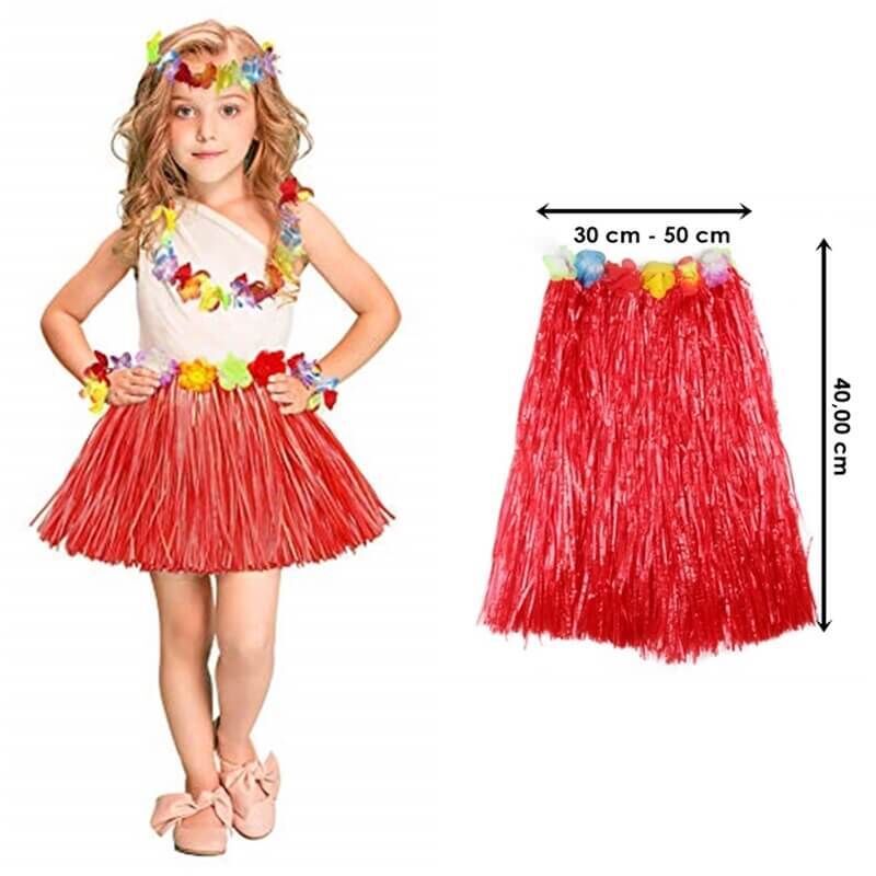 Hawaii Hula Eteği Kırmızı Renk 40 cm (4944)