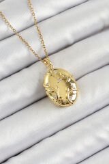 316L Çelik Zincir Açılabilir Sarmaşık Model Zirkon Taşlı Gold Renk Kadın Kolye - TJ-BKO10260