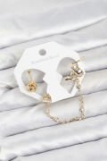 Pirinç Gold Renk Yılan Model Zincir Bağlantılı Ear Cuff Küpe Seti - TJ-BKP11532