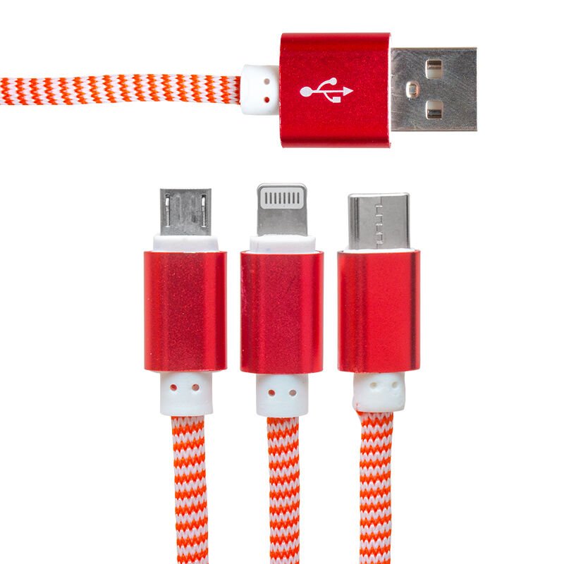 MICRO USB/TYPE-C/LIGHTNING 2.1A METAL 1.2 METRE ŞARJ VE DATA KABLOSU (4944)