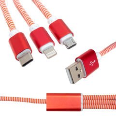 MICRO USB/TYPE-C/LIGHTNING 2.1A METAL 1.2 METRE ŞARJ VE DATA KABLOSU (4944)