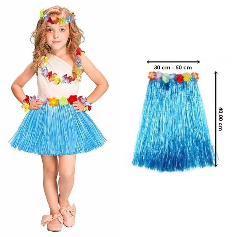 Hawaii Hula Eteği Mavi Renk 40 cm (4944)