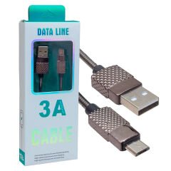 3 AMPER METAL YAYLI MICRO USB DATA VE ŞARJ KABLOSU 1 METRE (4944)