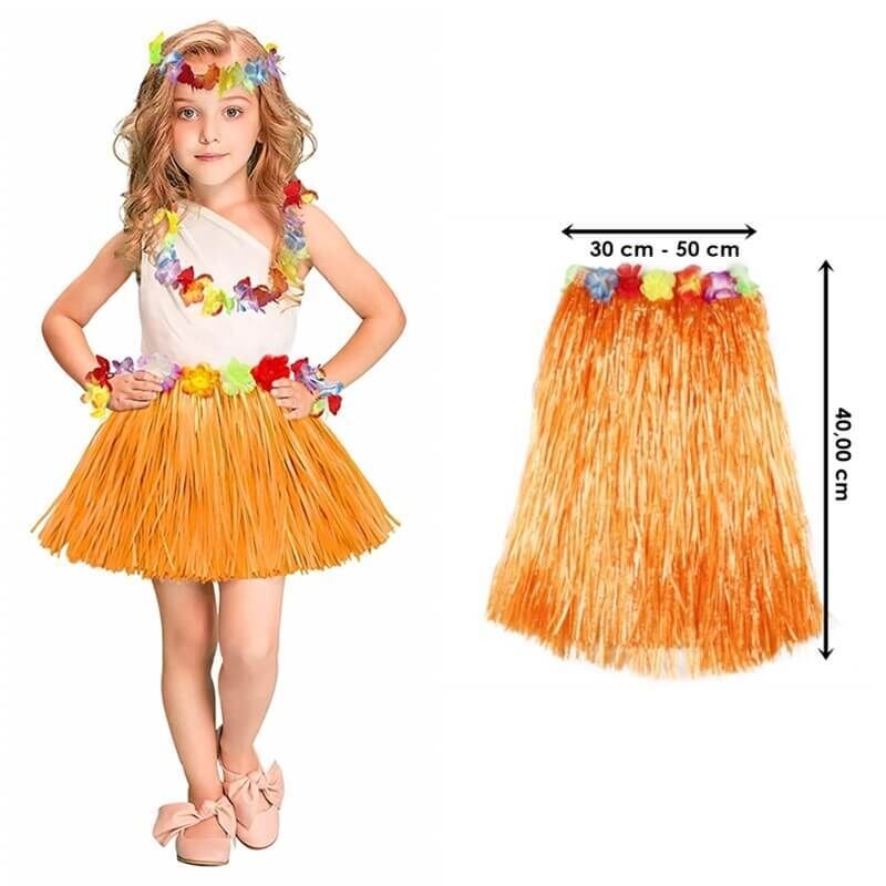 Hawaii Hula Eteği Turuncu Renk 40 cm (4944)