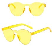 Sert Mika Oval Şekilli Çerçevesiz Sarı Gözlük Retro Parti 5x14 cm