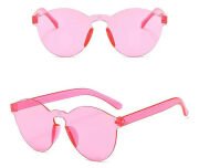 Sert Mika Oval Şekilli Çerçevesiz Pembe Gözlük Retro Parti 5x14 cm