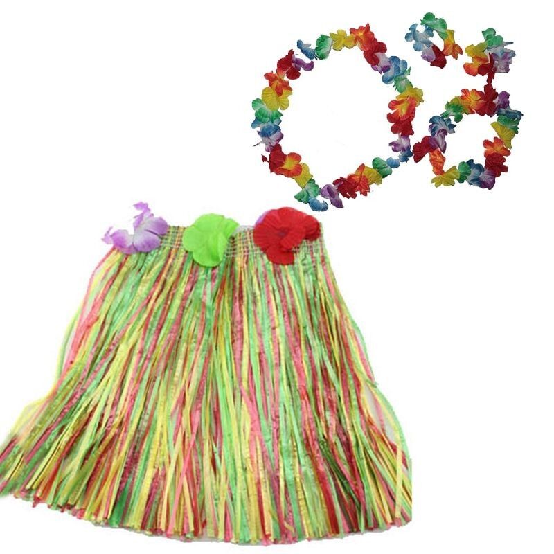 Luau Aloha Hawaii  Kolye Etek Taç ve Bileklik Seti (4944)
