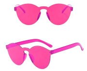 Sert Mika Oval Şekilli Çerçevesiz Fuşya Gözlük Retro Parti 5x14 cm