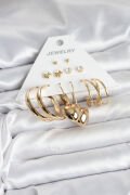 6 Çift Kadın Küpe Seti Gold Renk - TJ-BKP11319