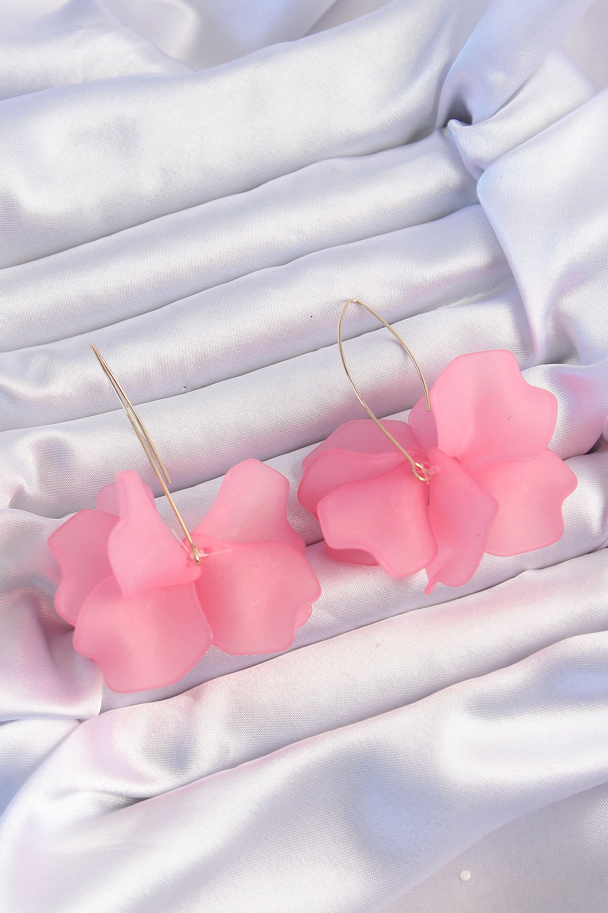 Pirinç Pembe Renkli Flora Küpe - TJ-BKP9263