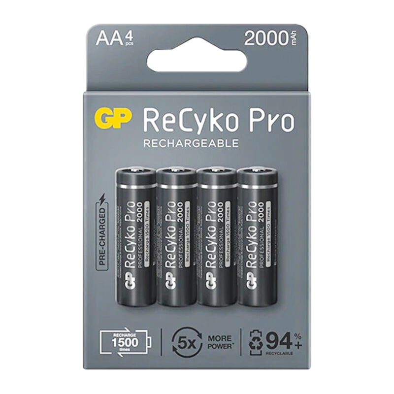 GP RECYKO PRO AA 2000 MAH ŞARJLI 4LÜ PİL GP210AAHCB-2EB4 (GPRHC212B309) (4944)