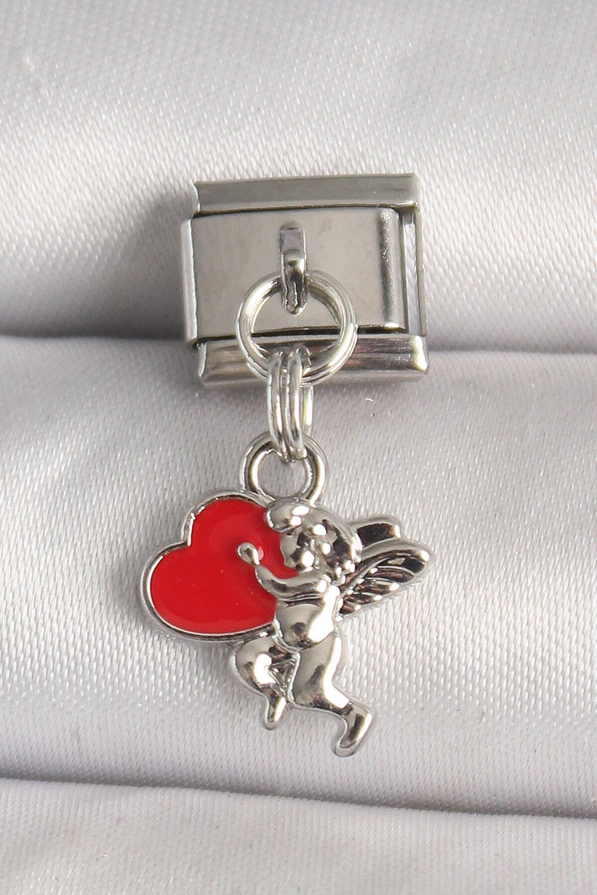 316L Çelik Gümüş Renk Kırmızı Kalp Eros Model Nomination Charm - TJ-BC1313