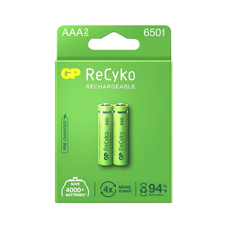 GP RECYKO 650 MAH R03 AAA ŞARJLI 2Lİ İNCE KALEM PİL GP65AAAHCE-2EB2 (GPRHCH63E000) (4944)
