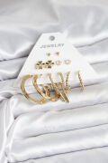 Pirinç Gold Renk 6 Çift Kadın Küpe Seti - TJ-BKP11325