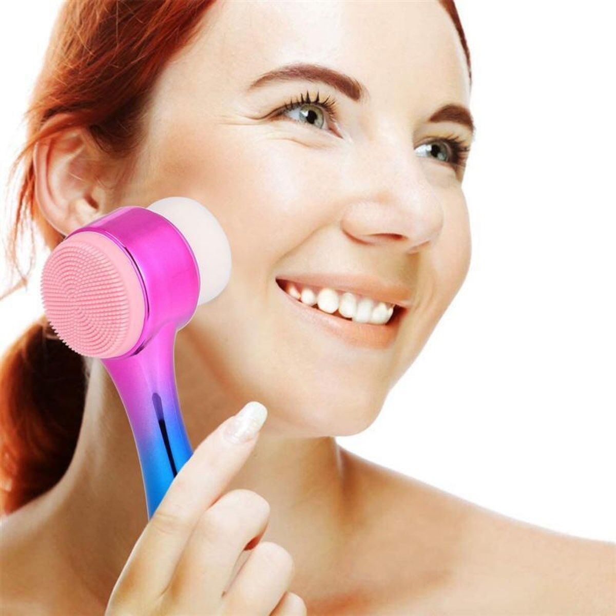 Çift İşlevli Renkli Cilt Yüz Temizleme Fırçası Peeling Masaj Etkili Gözenek Temizleyici Alet (4944)