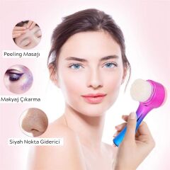 Çift İşlevli Renkli Cilt Yüz Temizleme Fırçası Peeling Masaj Etkili Gözenek Temizleyici Alet (4944)