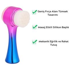 Çift İşlevli Renkli Cilt Yüz Temizleme Fırçası Peeling Masaj Etkili Gözenek Temizleyici Alet (4944)