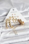 Gold Renk Pirinç 6 Çift Kadın Küpe Seti - TJ-BKP11328