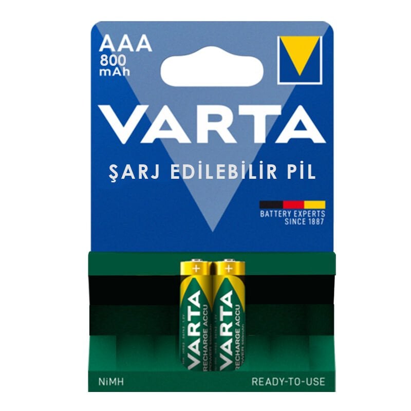 VARTA NI-MH 1.2V 800 MAH HR03 AAA ŞARJLI 2Lİ İNCE KALEM PİL (4944)