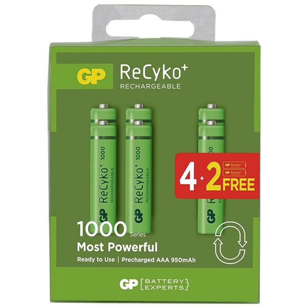 GP RECYKO 950 MAH AAA İNCE 4+2 6LI ŞARJLI PİL PAKET FİYATI (4944)