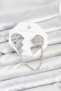 Kutup Yıldızı Model Pirinç Gümüş Renk Zincir Bağlantılı Ear Cuff Küpe Seti - TJ-BKP11551