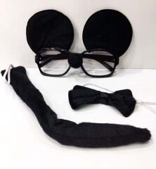 Mickey Mouse Gözlüğü Papyonu Kuyruğu Seti (4944)