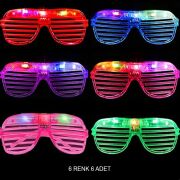 Işıklı Panjur Şeritli Led Parti Gözlüğü 6 Renk 6 lı Set