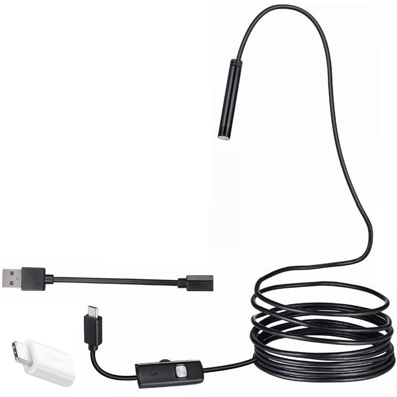 3IN1 MICRO USB+TYPE-C+USB A) ANDROID UYUMLU 8 MM IŞIKLI 5 METRE ENDOSKOP YILAN KAMERA (4944)