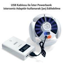 Solar Güneş Enerji Ve Usb Sarjlı 5 Kanatlı Bahçe Aydınlatma Led Askılı Pratik Kamp Lamba