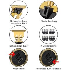 Şarj Edilebilir Sakal Hassas Profesyonel Tıraş Makinesi Gold  RF-1218