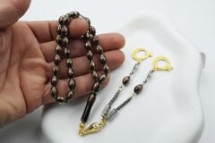 Arpa Model Kırmızı Mine  İşlemeli Pirinç Kafes Tespih