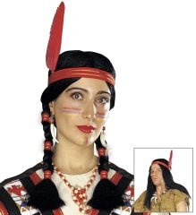 Tüylü Örgülü Hint Peruğu Kızılderili Peruğu