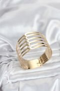 Gold Renk Pirinç Kaburga Model Kadın Bileklik - TJ-BB8063