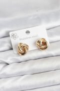 316L Çelik Gold Renk Sarmal Model Kadın Küpe - TJ-BKP11576